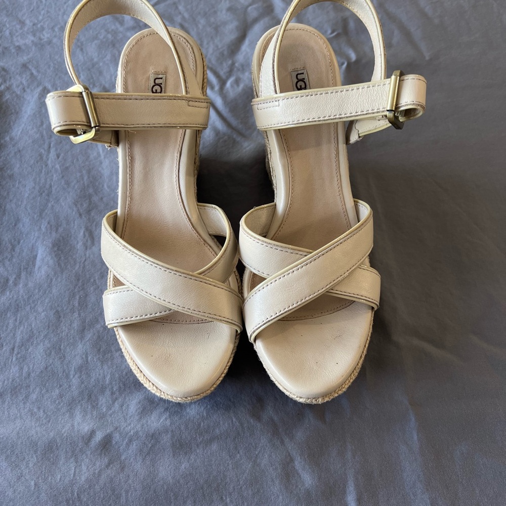 UGG Cream Sandals with Wedge Heel